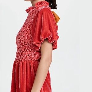 Orange/Red Velvet Gumdrop Dress Free People